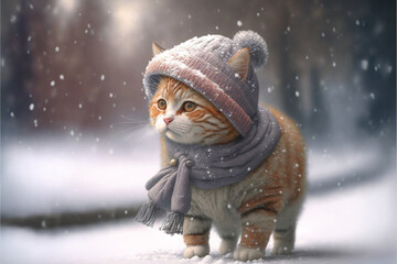 cat in the snow