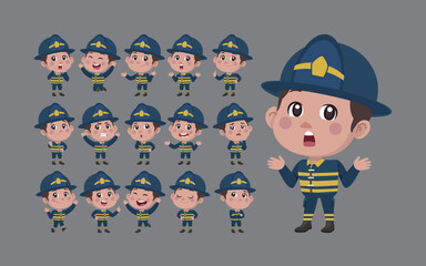 Firefighter with different poses