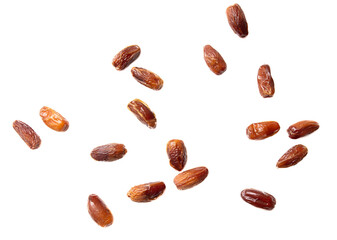 Dried dates isolated on white background.