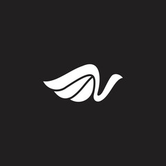 Fototapeta premium letter v wings shape simple curves geometric logo vector