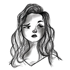 Portrait of a woman. Transparent background. 