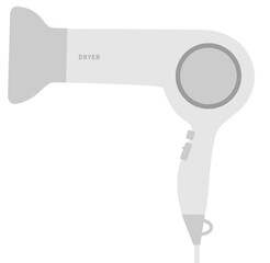 白いヘアドライヤーのイラスト（ノズル付き）