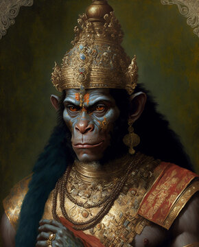 Generative AI illustration of Hanuman hindu god
