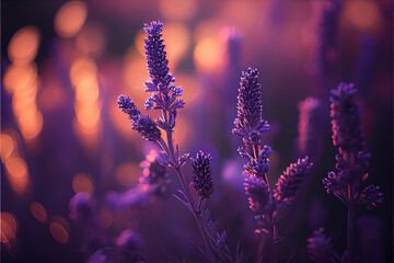 Obraz premium Lavender Close-up Background. generative ai