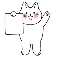 Cartoon cute character white cat vector.
