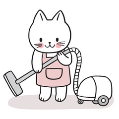 Cartoon cute character white cat vector.