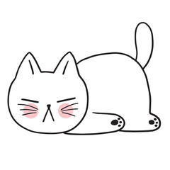 Cartoon cute character white cat vector.