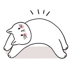 Cartoon cute character white cat vector.
