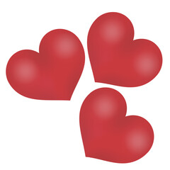Three Red Hearts Illustration