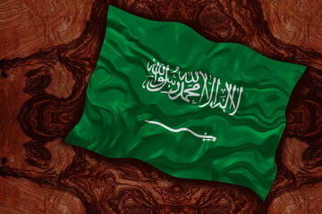 National flag  of Arabia. Background  with flag  of AbkhaziaSaudi Arabia