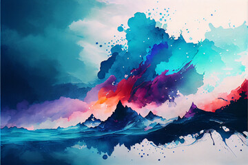 Watercolor landscape background. generative ai