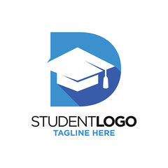 Letter D Graduation Hat Logo Design Template Inspiration, Vector Illustration.