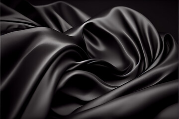 Fototapeta premium Black satin silk background. generative ai