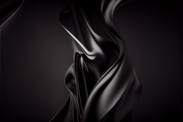 Fototapeta premium Black satin silk background. generative ai