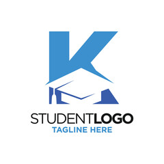 Letter K Graduation Hat Logo Design Template Inspiration, Vector Illustration.