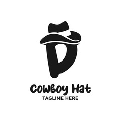 Obraz premium Letter D Cowboy Hat Logo Design Template Inspiration, Vector Illustration.