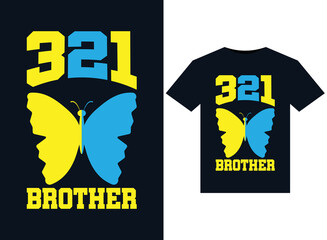 3 21 BROTHER illustrations for print-ready T-Shirts design