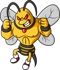 muscular fierce bees cartoon character