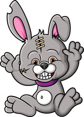 The happy rabbit sitting and smiling