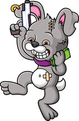 The robber rabbit holding gun and money