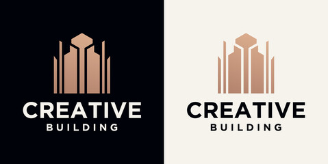 set building construction logo, building logo geometric lines icon design real estate logo template