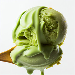 Obraz premium Matcha Green Tea ice cream - Generative AI