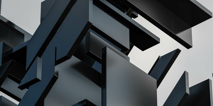 black abstract geometric shape 3d render illustration