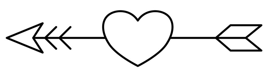 heart arrow doodle line art	
