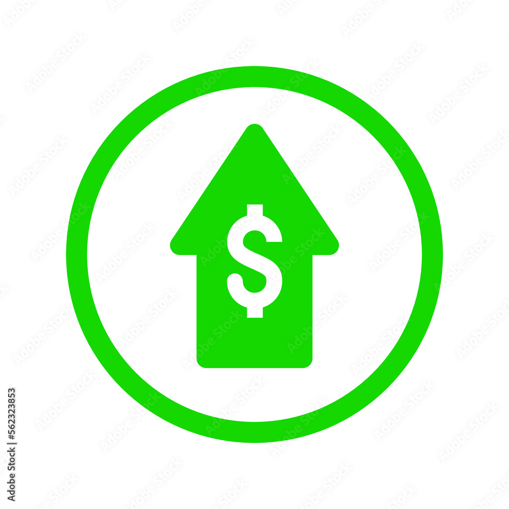Poster simple green arrow with dollar symbol for finance design element