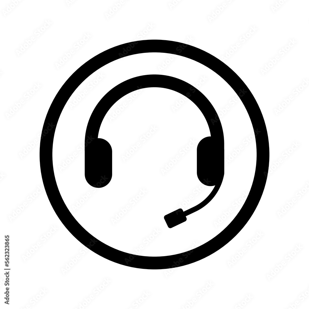 Poster customer service icon design. headset in round shape