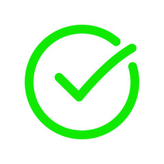 Fototapeta na wymiar Simple green check mark in round shape icon design
