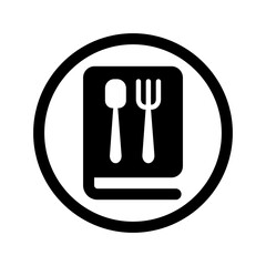 restaurant icon in round shape. forks and spoons isolated