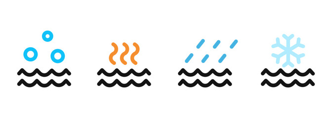 set of various water icon design. simple weather symbol for design element