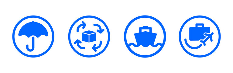 set of delivery icon. collection of safety shipping symbol 