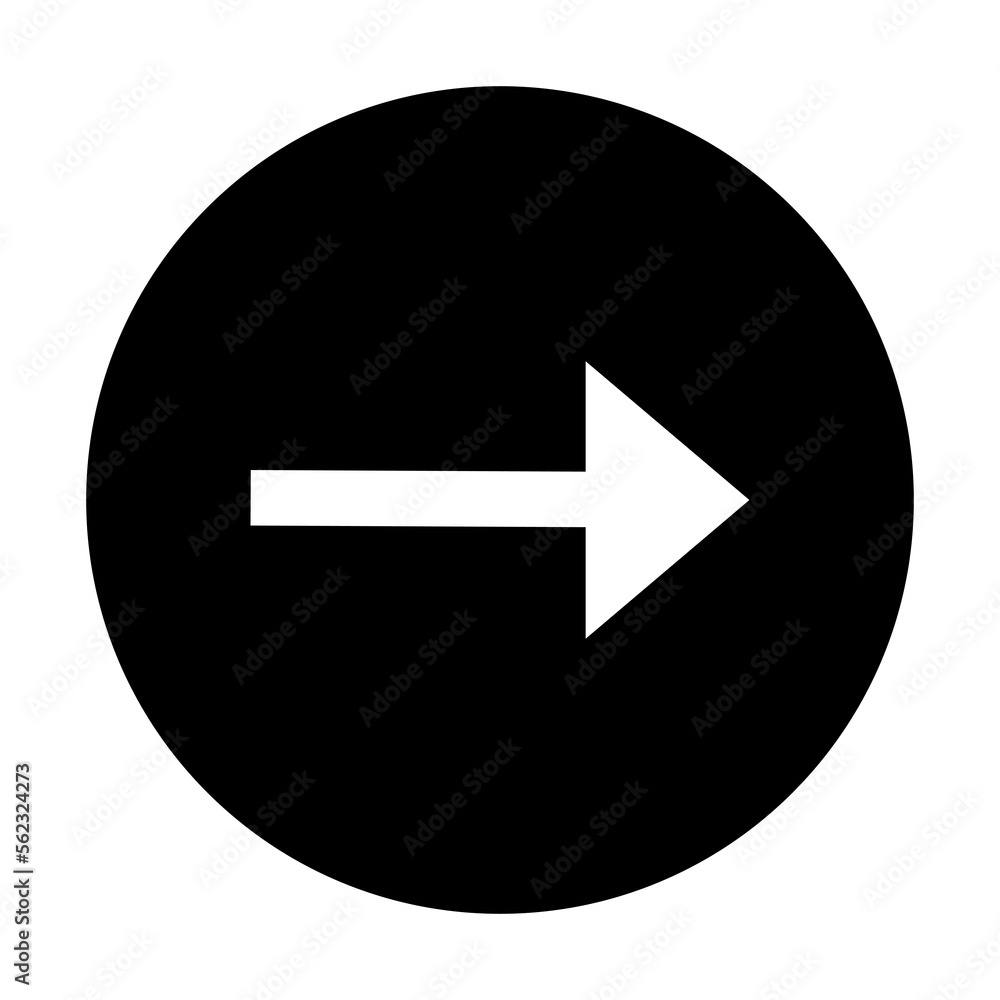 Aufkleber right arrow icon in round shape