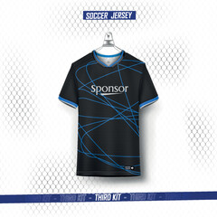 Soccer jersey design for sublimation.Fabric textile design for Sport t-shirt, Soccer jersey mockup for football club. uniform front view.