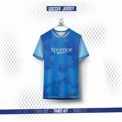 Soccer jersey design for sublimation.Fabric textile design for Sport t-shirt, Soccer jersey mockup for football club. uniform front view.