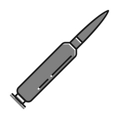 Linear filled with gray color icon, Automatic Weapon Bullet. Soldier Weapon. Simple black and white vector Isolated On white background