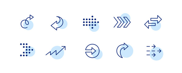 10 pixel perfect arrow icons. Doodle user interface design. Set 4