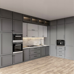 3d rendering modern kitchen interior design inspiration