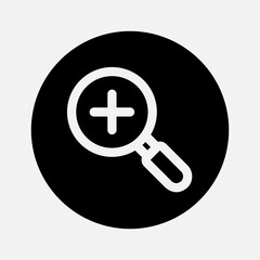 Fototapeta premium Zoom in icon in solid style about essentials, use for website mobile app presentation