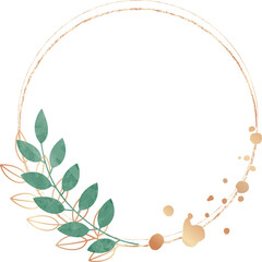 Luxury botanical watercolor gold frame