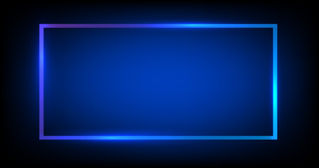 Neon frame with shining effects on dark background. Vector illustration techno background