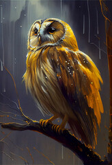 Generative Ai, Art painting style of a owl.