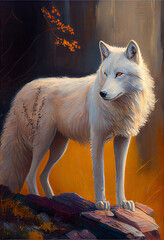 Generative Ai, Art painting style of a white wolf.
- 562328255
