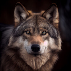 Fototapeta premium Portrait of a wolf. Generative Ai.