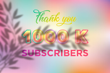1000 K subscribers celebration greeting banner with Candy color Design