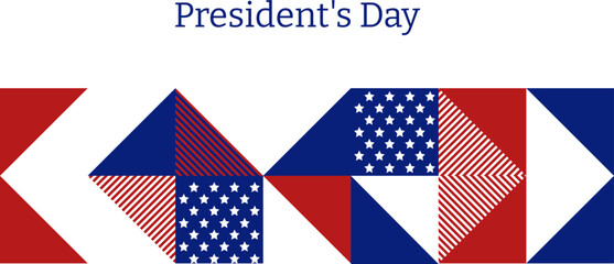 Obraz premium Abstract pattern, background of geometric shapes with space for text. USA colors. Happy President's Day. Template for background, invitations, greetings, web.