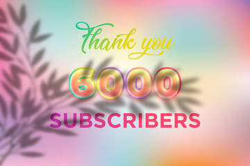 6000 subscribers celebration greeting banner with Candy color Design