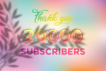20000 subscribers celebration greeting banner with Candy color Design